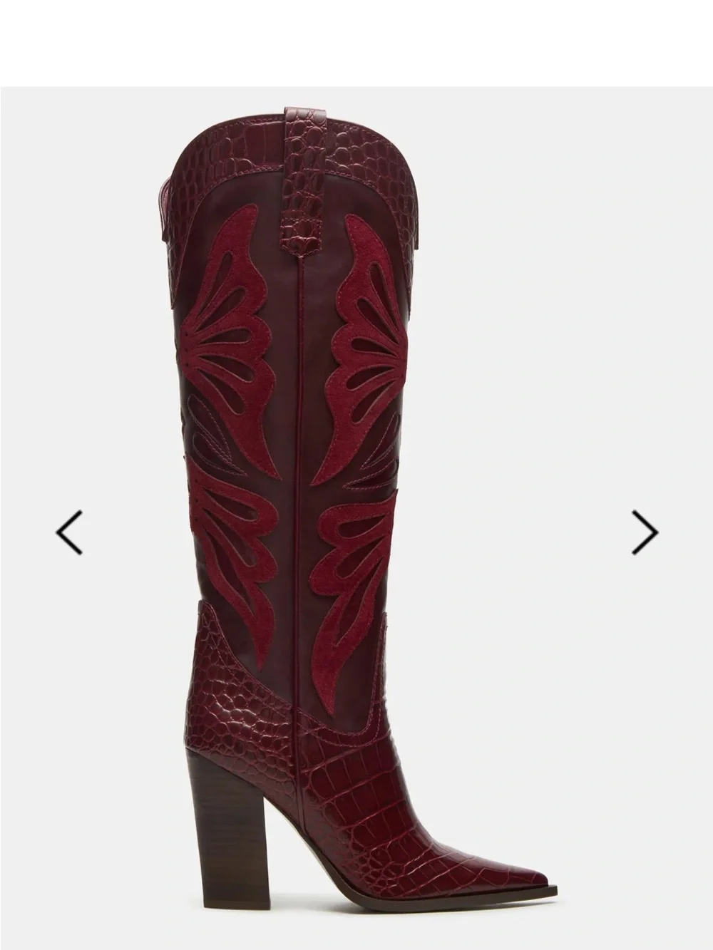 Steve Madden Burgundy Red Over-the-Knee Western Boots